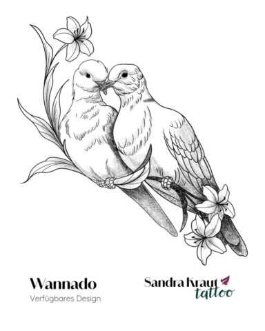 Tattoo Design Turteltauben Blackwork